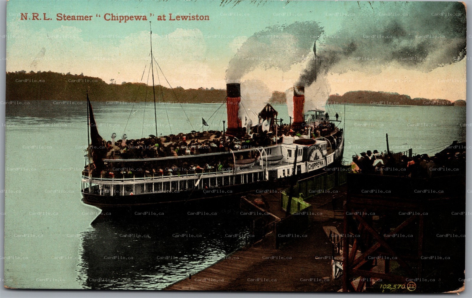 Postcard Lewiston New York c1909 Niagara River Line Steamer Chippewa Scenic View