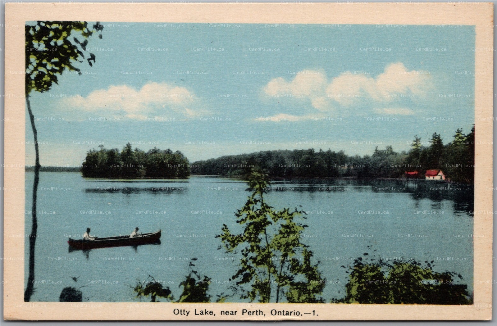 Postcard Perth Ontario c1930s Otty Lake Scenic View Boating Lanark County