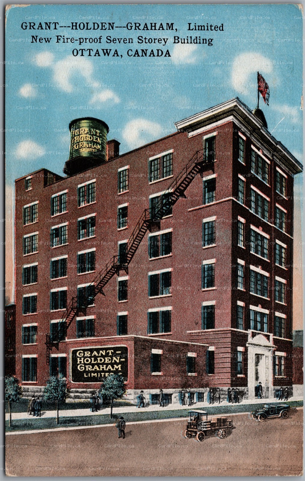 Postcard Ottawa Ontario c1922 Grant Holden Graham Seven Storey Building Advert