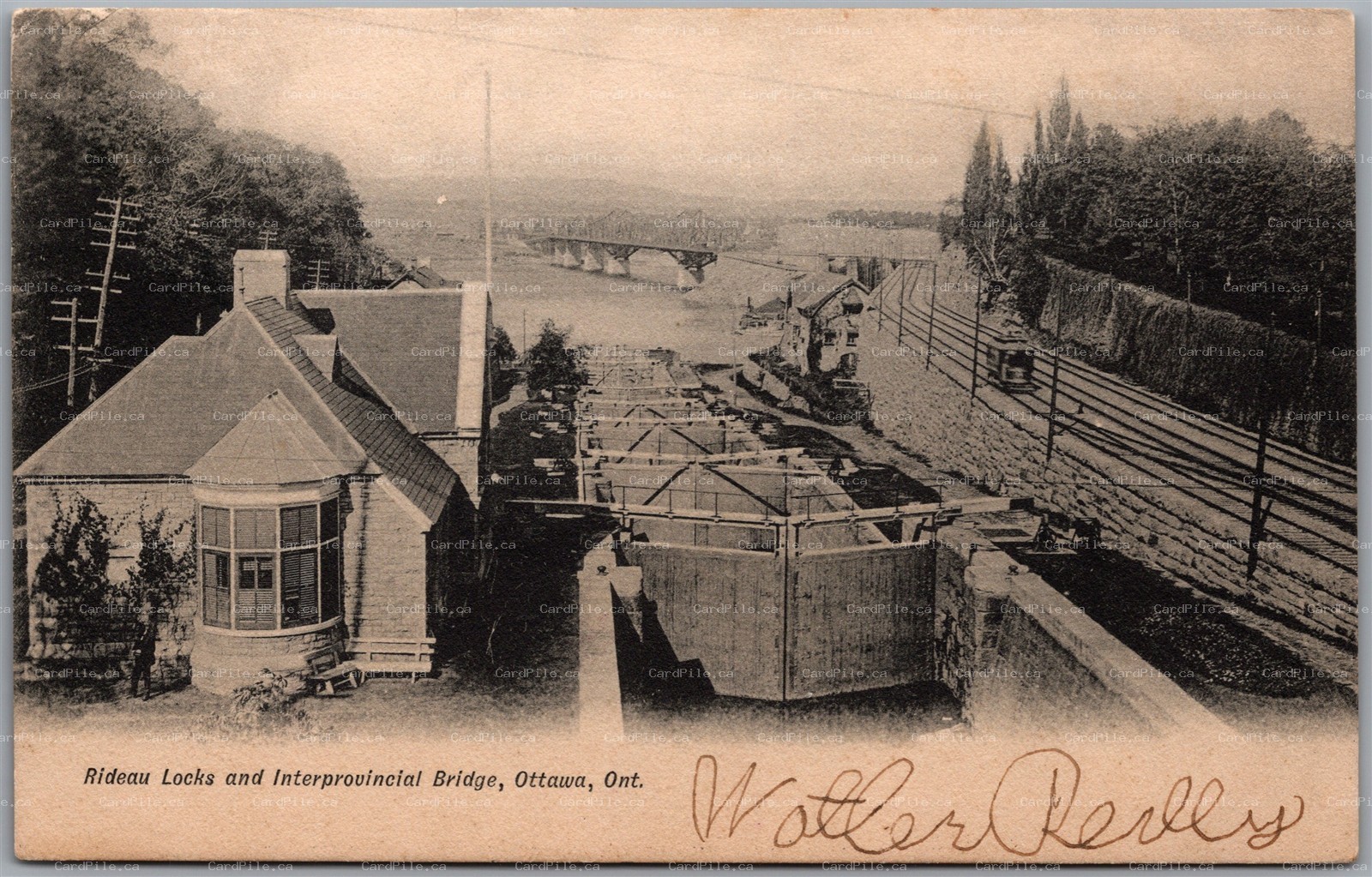 Postcard Ottawa Ontario c1907 Rideau Locks Interprovincial Bridge to Verbank NY