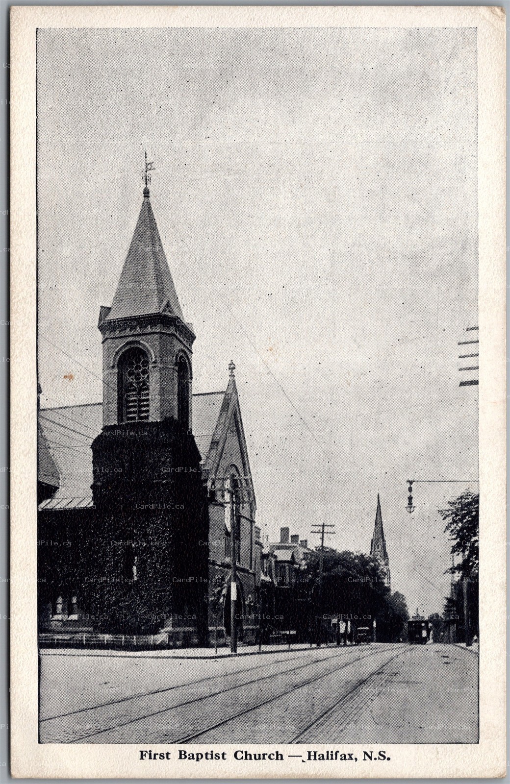 Postcard Halifax Nova Scotia c1910s First Baptist Church Street Car Novelty Mfg