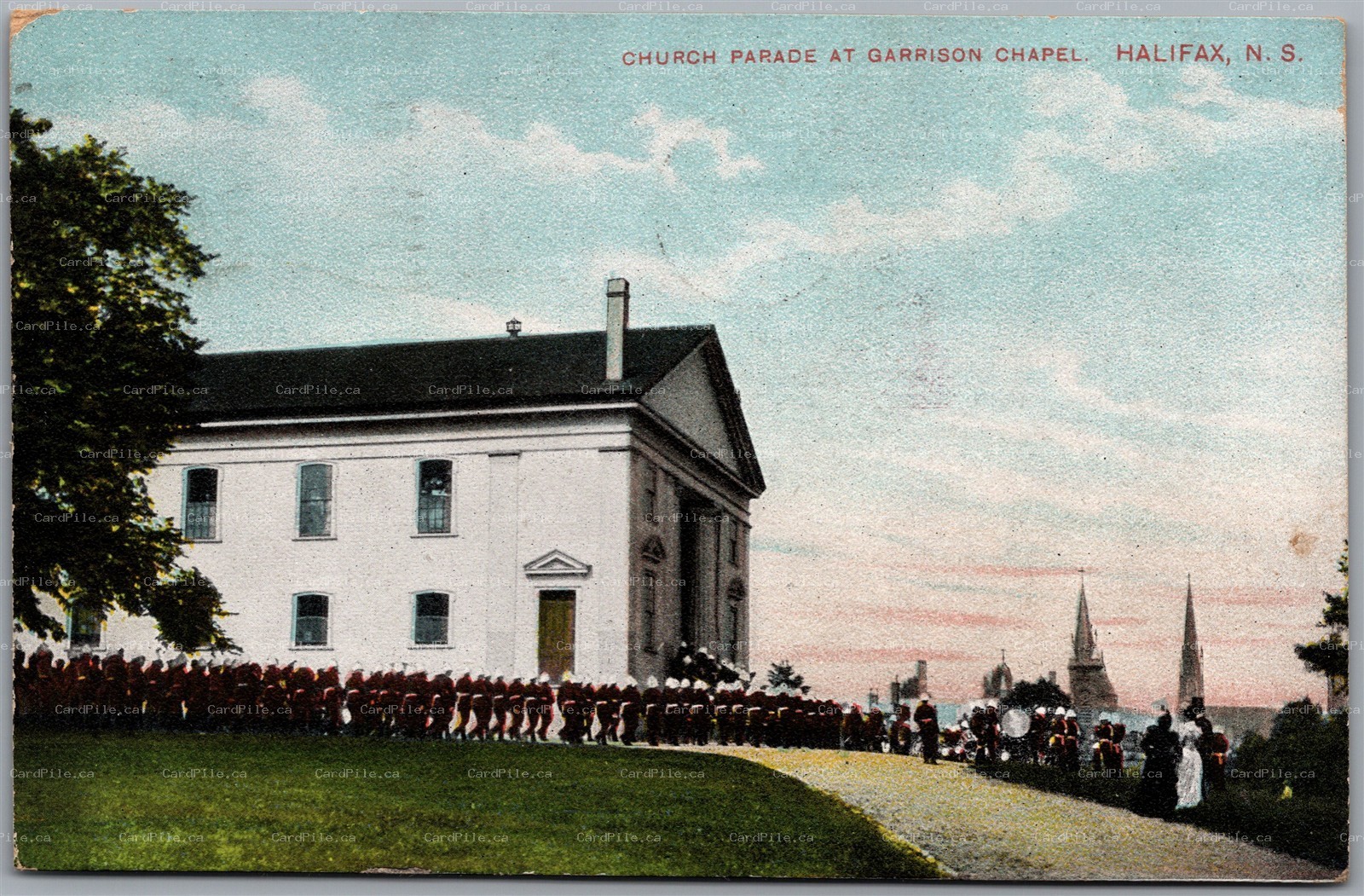 Postcard Halifax Nova Scotia c1908 Church Parade Garrison Chapel to Billtown NS