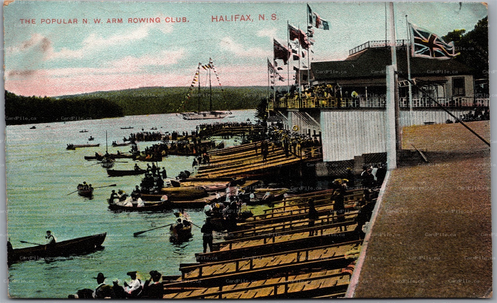 Postcard Halifax Nova Scotia c1907 NW Arm Rowing Club Regatta Grandstand