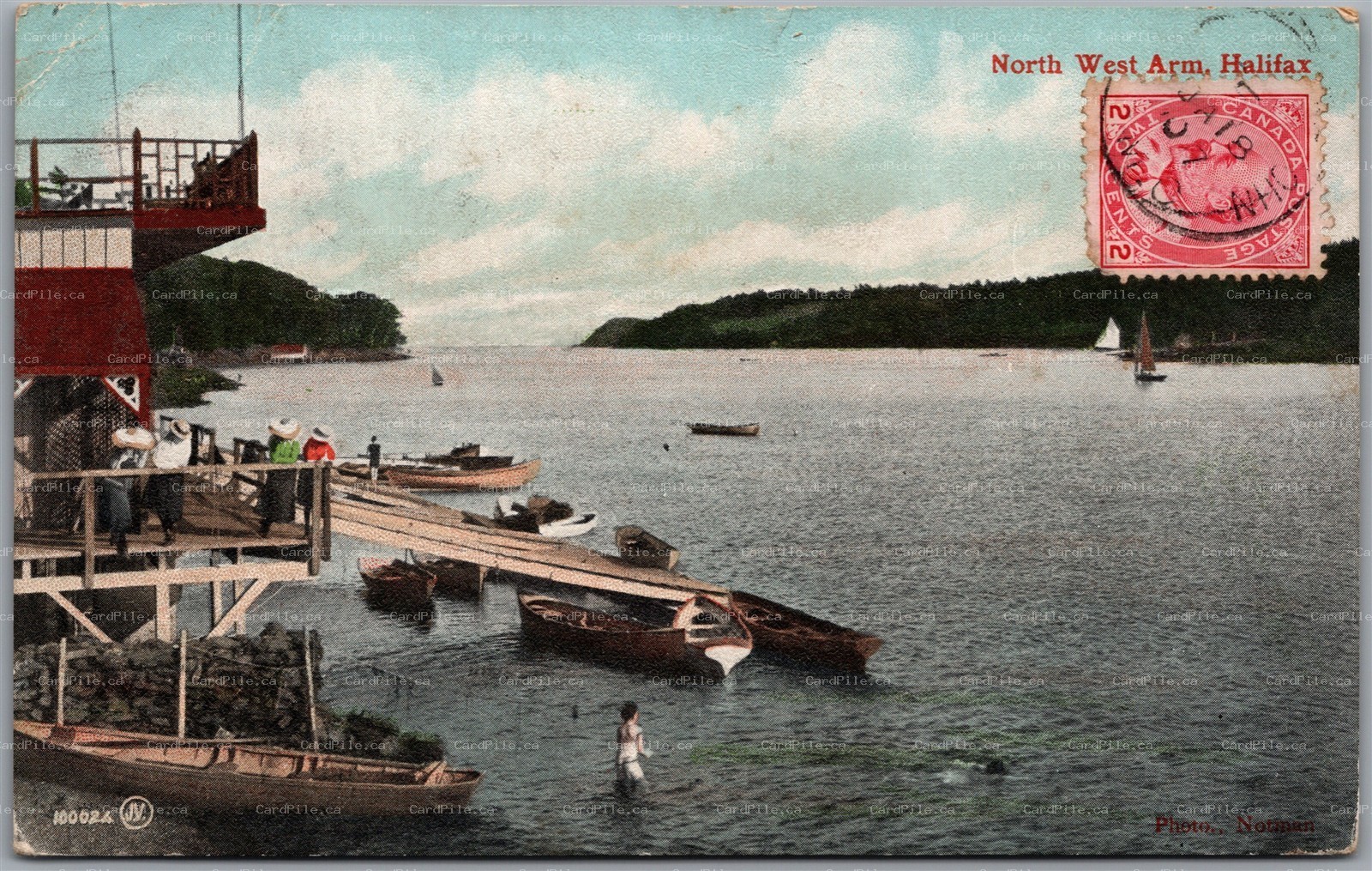 Postcard Halifax Nova Scotia Northwest Arm Boathouse Rowing Notman Valentines