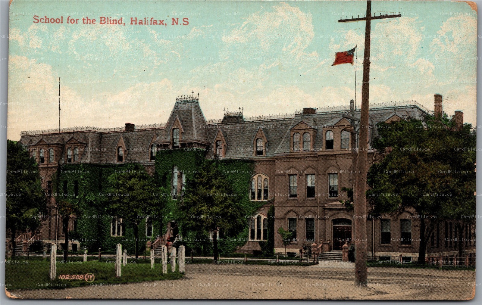 Postcard Halifax Nova Scotia School for the Blind Victorian Building Valentine
