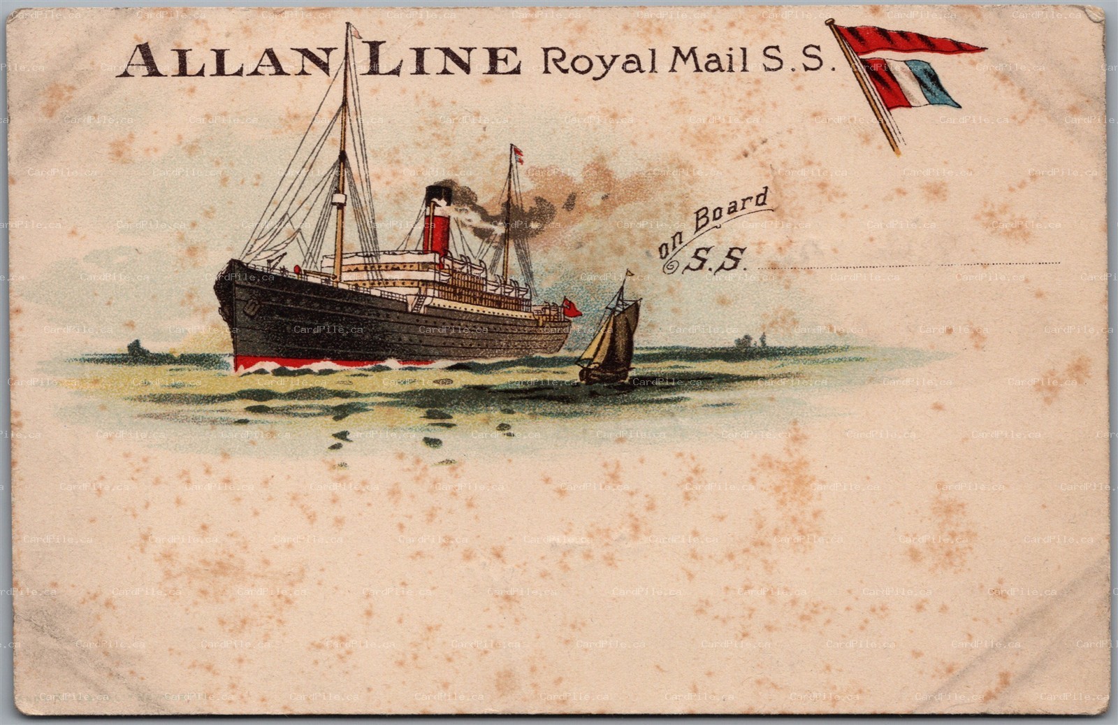 Postcard c1900s Allan Line Royal Mail S.S. On Board SS Undivided Back