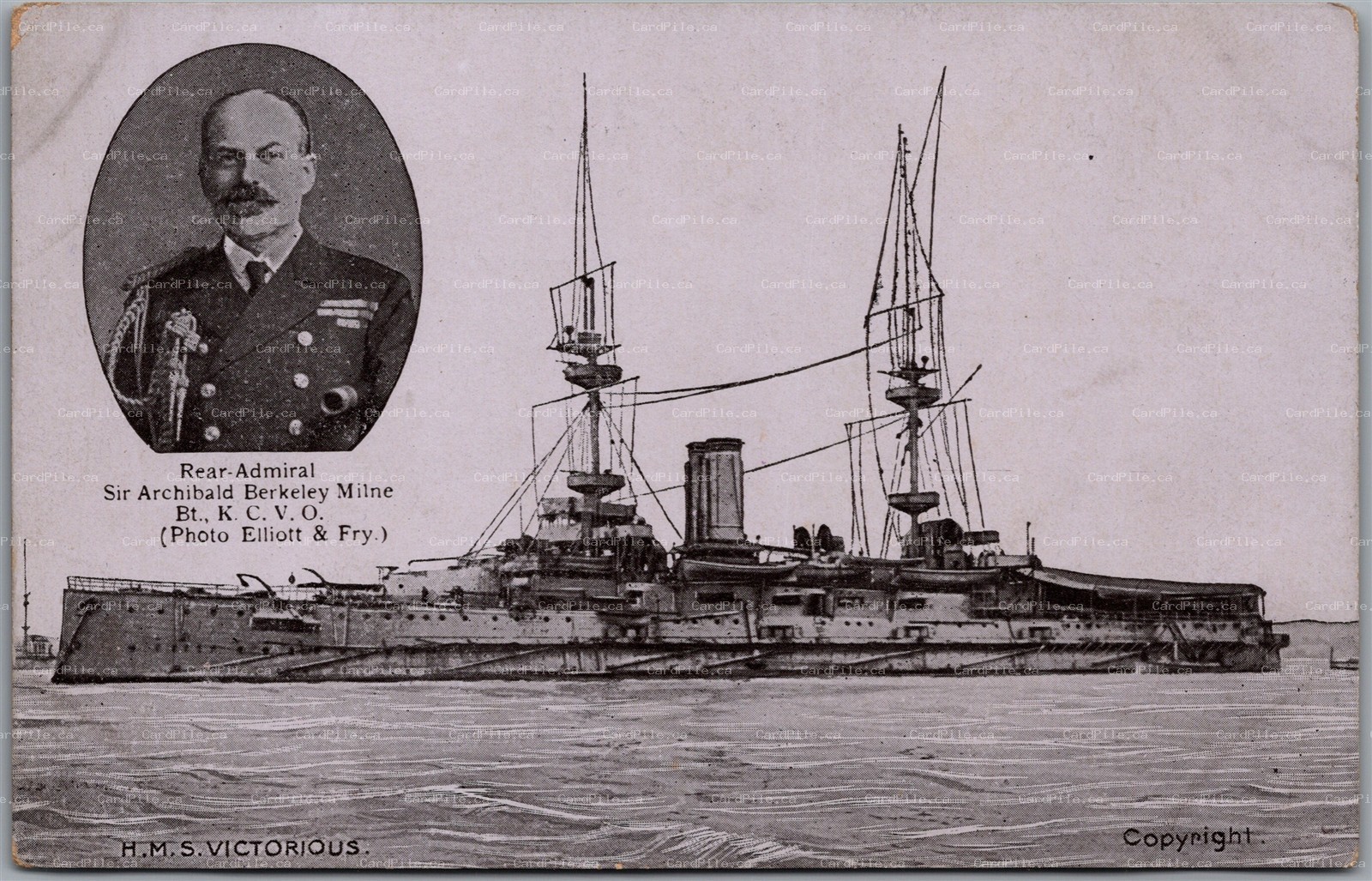 Postcard HMS Victorious Rear Admiral Sir Archibald Berkeley Milne Bt., KCVO