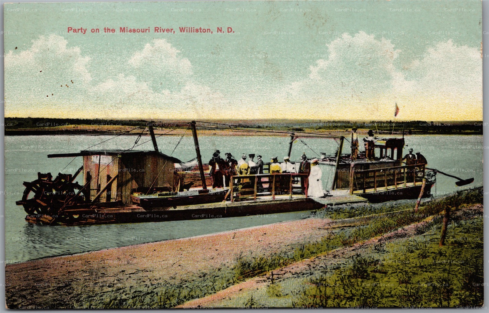 Postcard Williston North Dakota Missouri River Party Sternwheeler Scenic View
