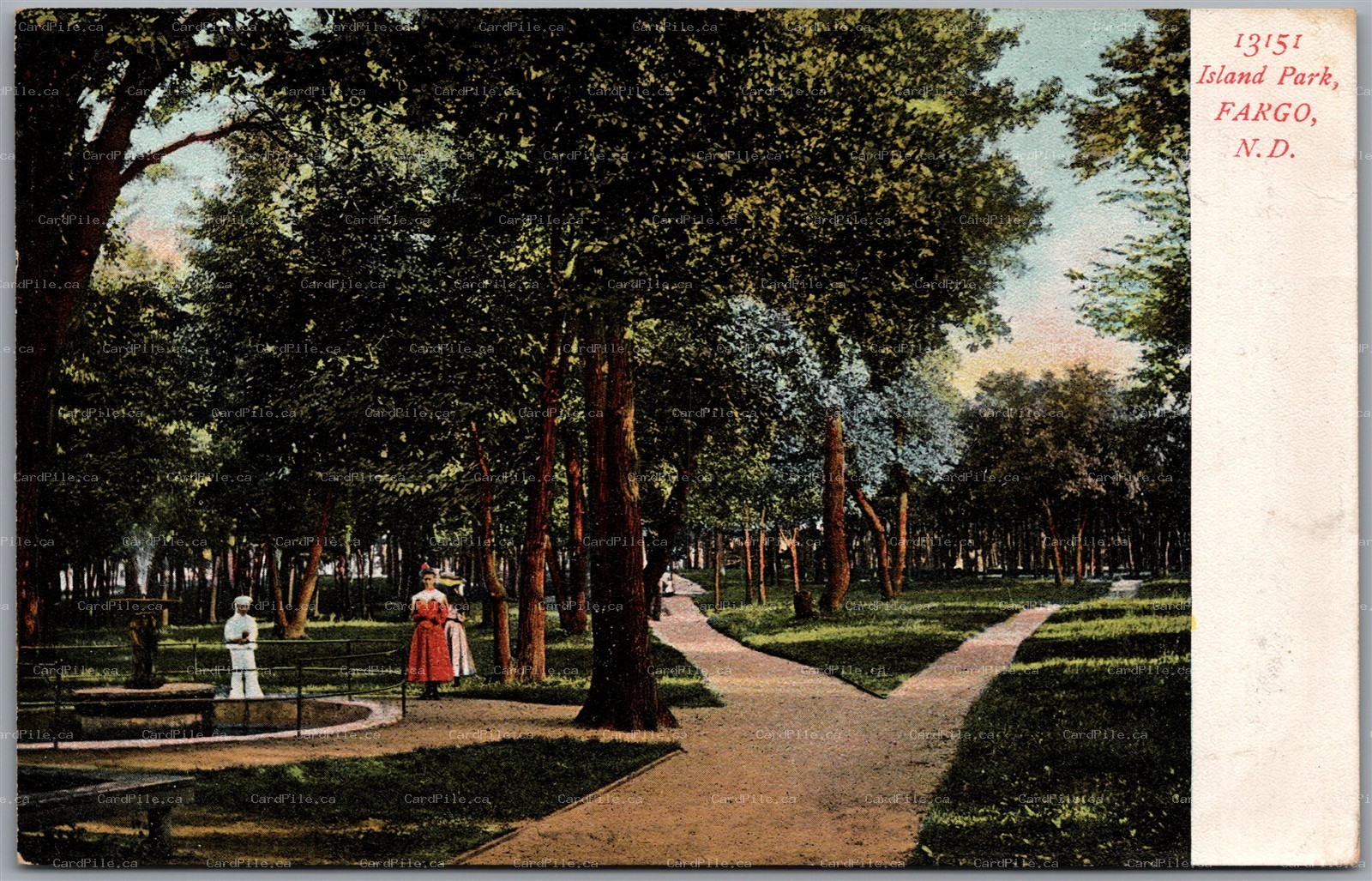 Postcard Fargo North Dakota c1910s Island Park Scenic View