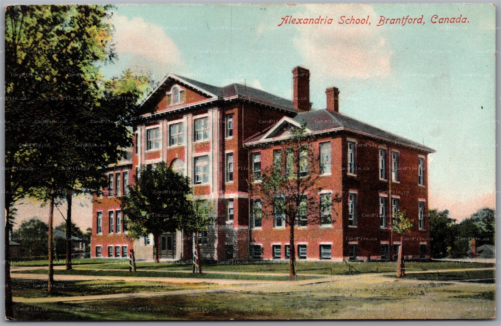 Postcard Brantford Ontario c1910s Alexandria Alexandra School by Stedman Bros.