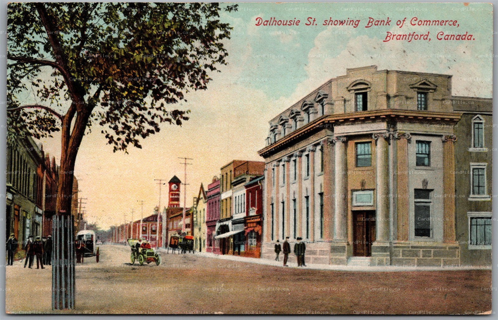 Postcard Brantford Ontario c1910s Dalhousie St. showing Bank of Commerce