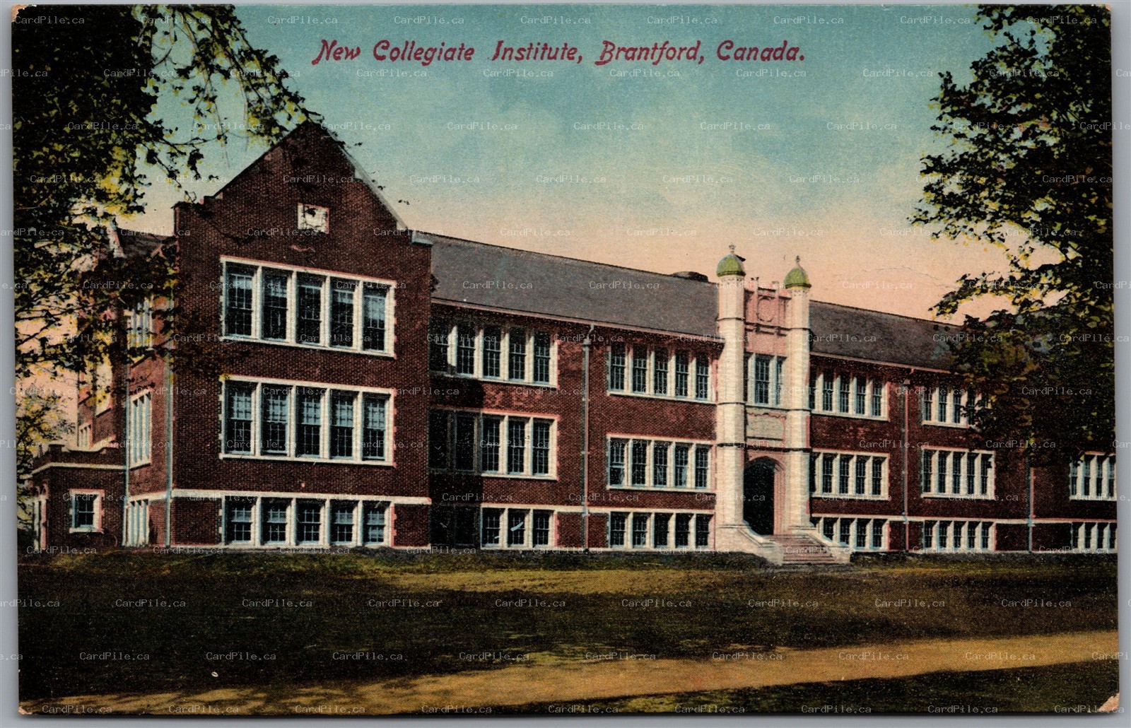 Postcard Brantford Ontario c1910s New Collegiate Institute by Stedman Bros.