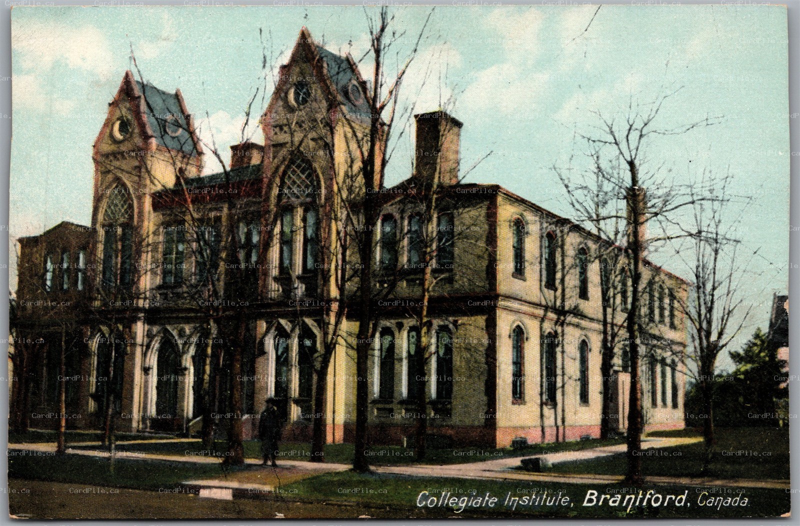 Postcard Brantford Ontario c1910s Collegiate Institute by Stedman Bros.