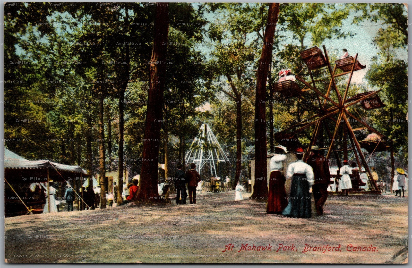 Postcard Brantford Ontario c1910s Mohawk Park Ferris Wheel by Stedman Bros.