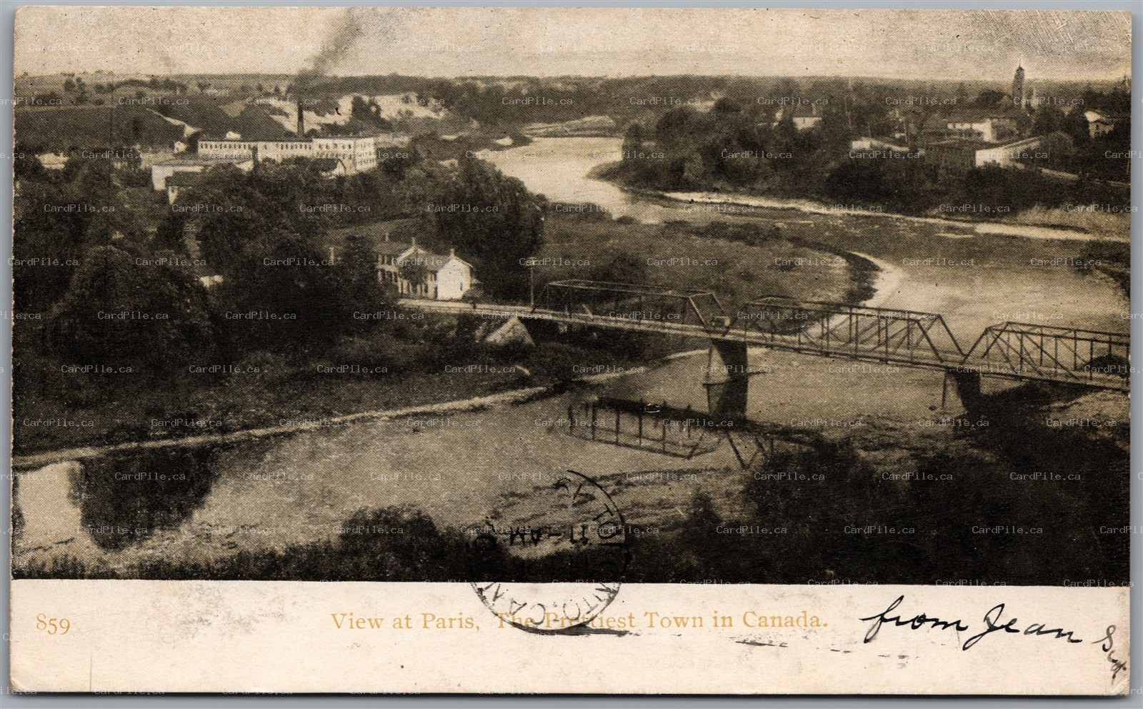 Postcard Paris Ontario c1905 View Prettiest Town Bridge Brant County by Knowles