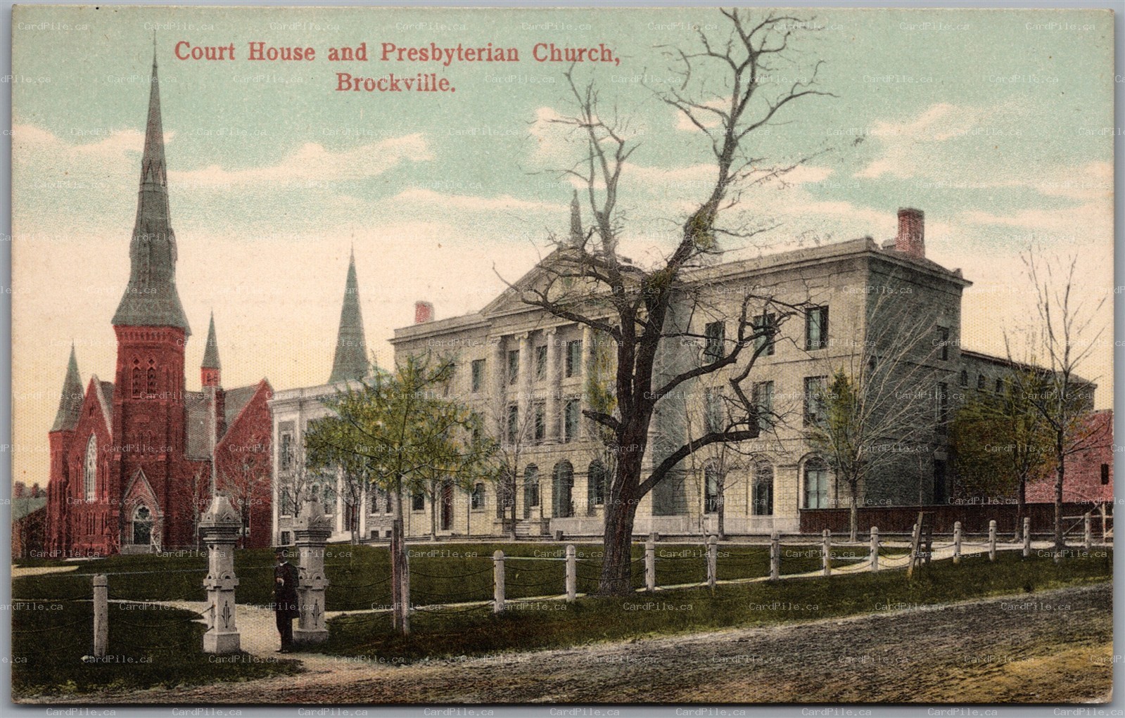 Postcard Brockville Ontario c1910s Court House and Presbyterian Church
