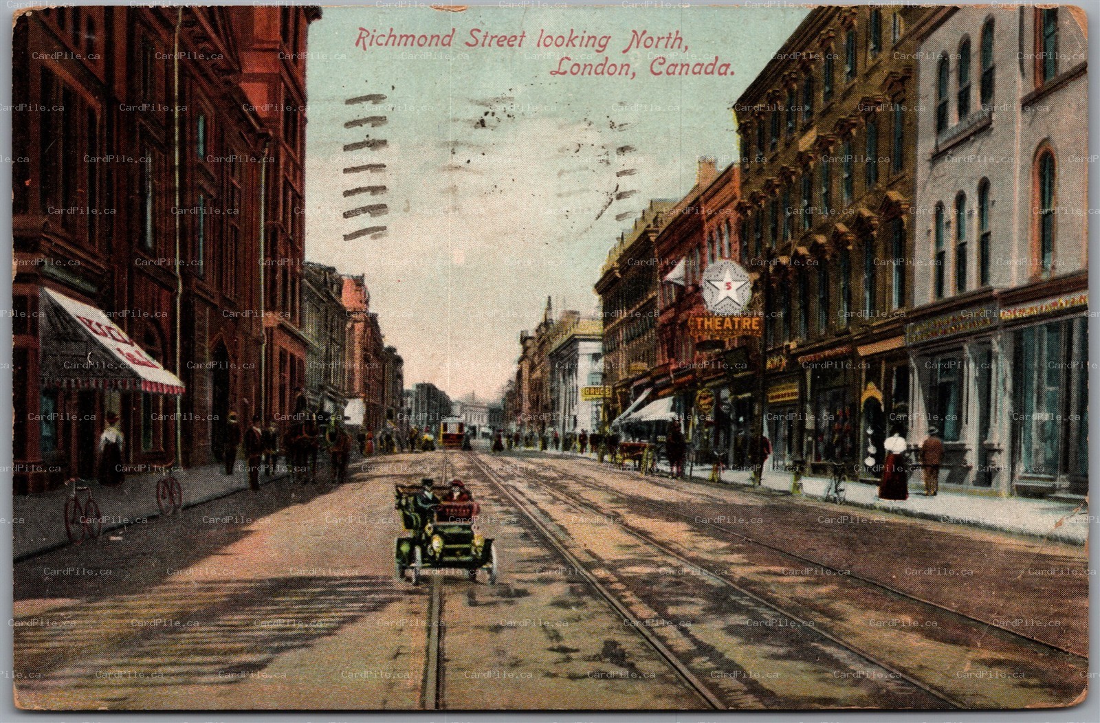 Postcard London Ontario c1912 Richmond Street Looking North Stedman Bros.