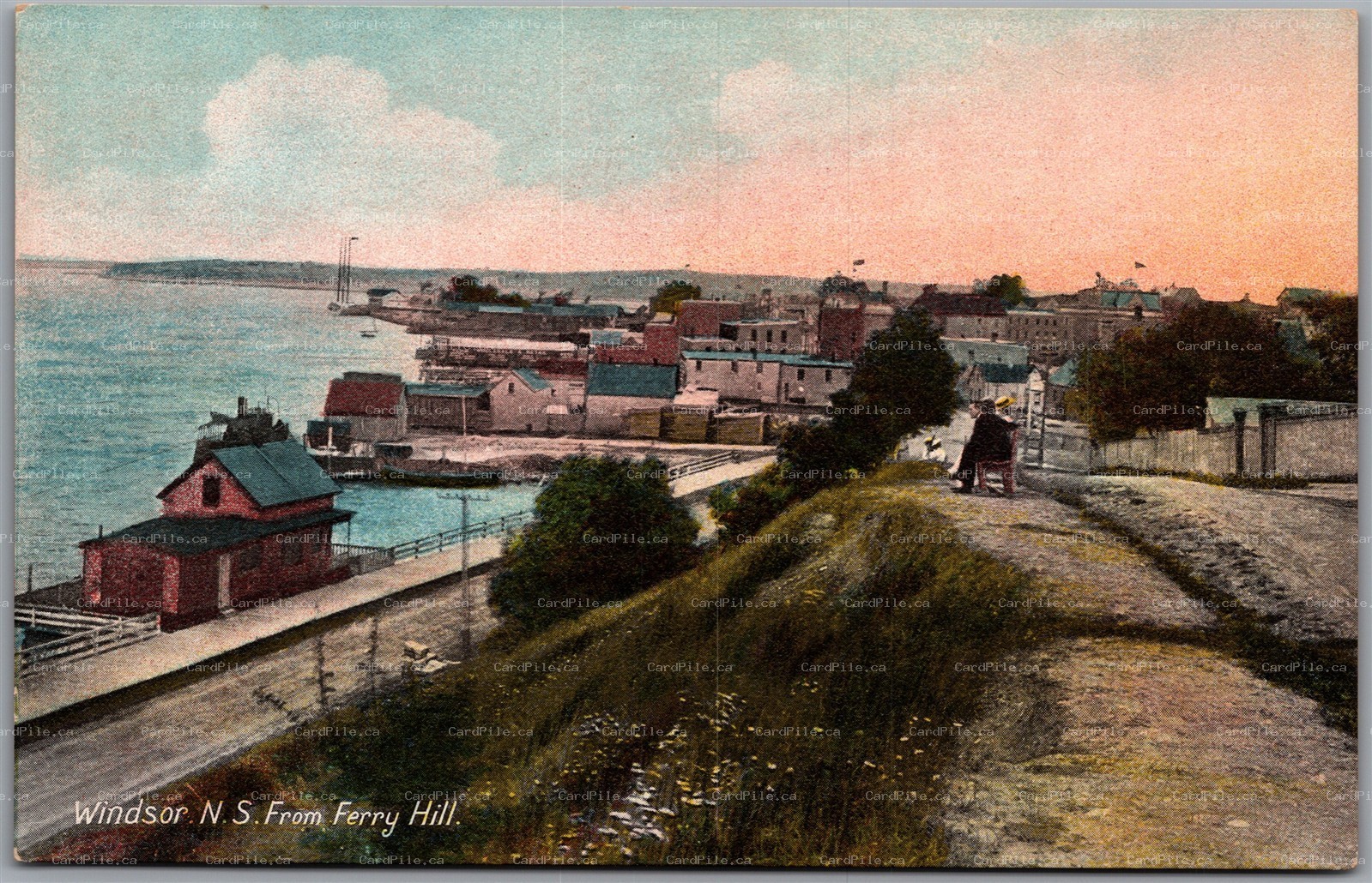 Postcard Windsor Nova Scotia c1910s From Ferry Hill Scenic View Hants County