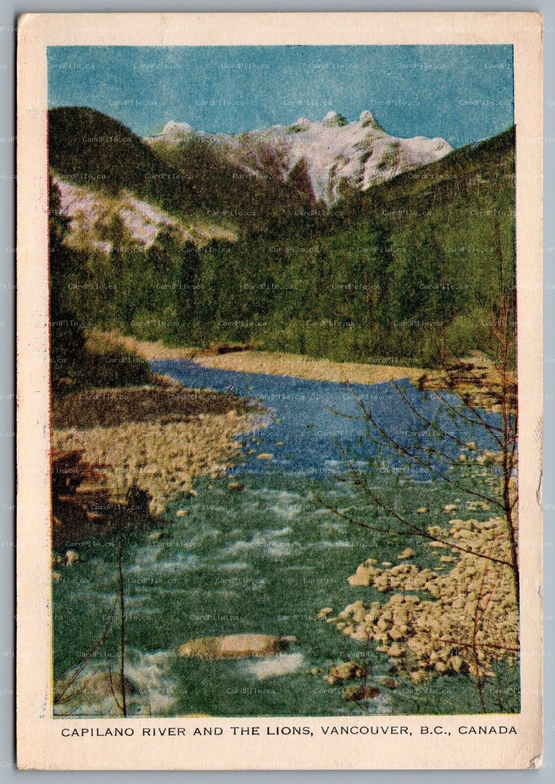 Postcard Vancouver BC c1949 Capilano River And The Lions Canada Savings Bonds