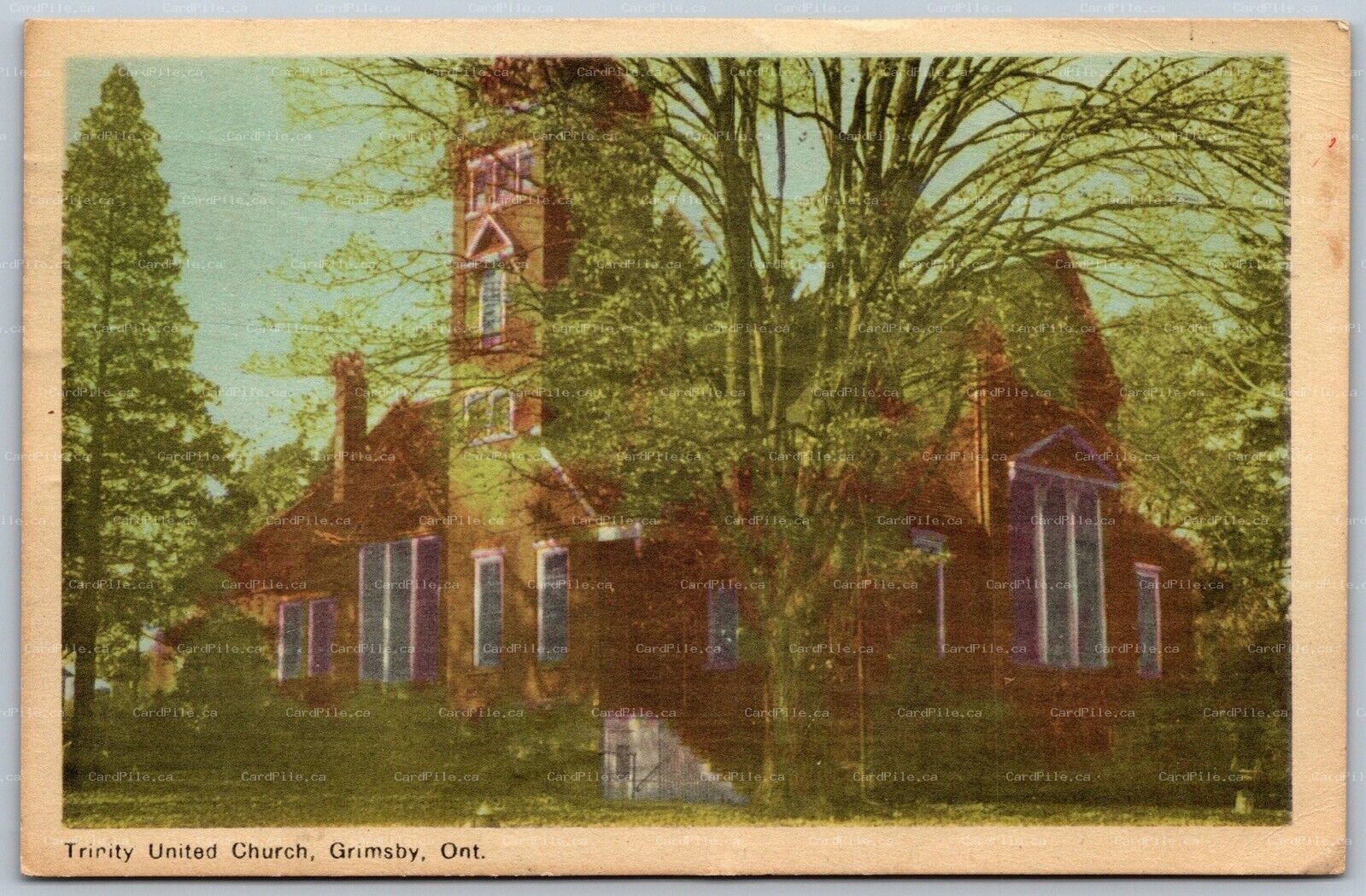 Postcard Grimsby Ontario c1948 Trinity United Church Niagara Region