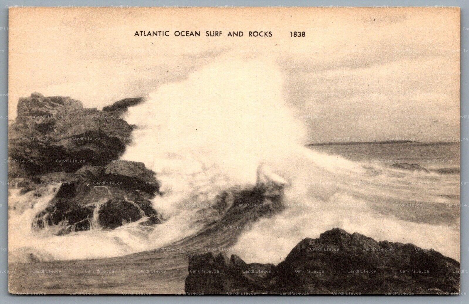 Postcard United States c1930s Atlantic Ocean Surf And Rocks