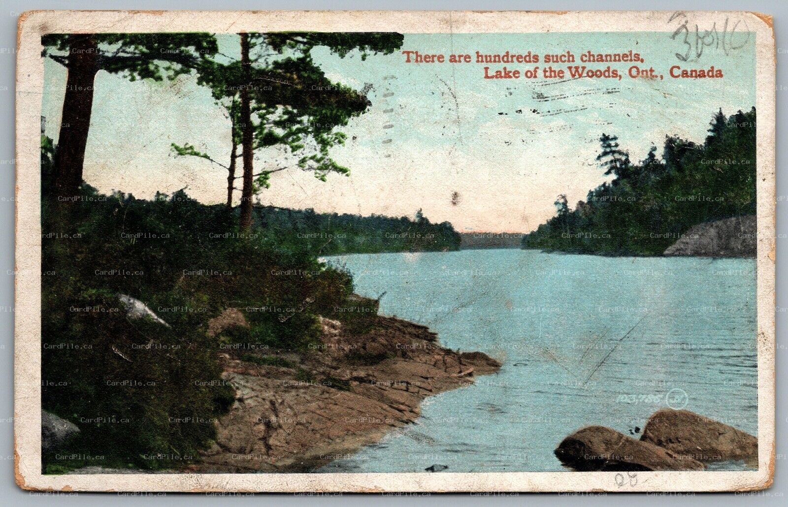Postcard Lake Of The Woods Ontario c1912 View Of a Channel Scenic