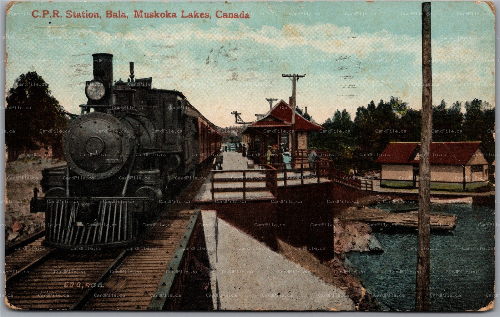 Postcard Bala Ontario c1910s Muskoka Lakes CPR Station