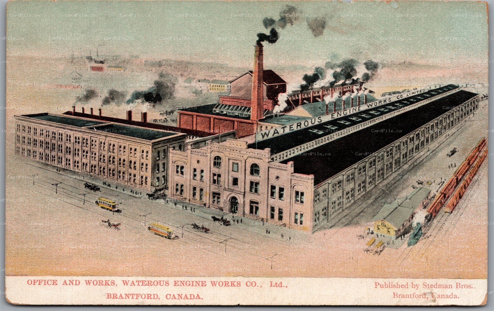 Postcard Brantford Ontario c1910s Waterous Engine Works Offices Stedman Bros.