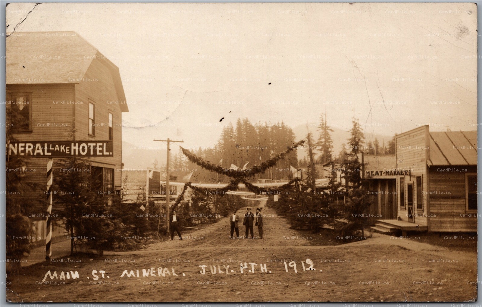 Postcard RPPC c1912 Mineral Washington Main Street Lewis County RPO Cancel