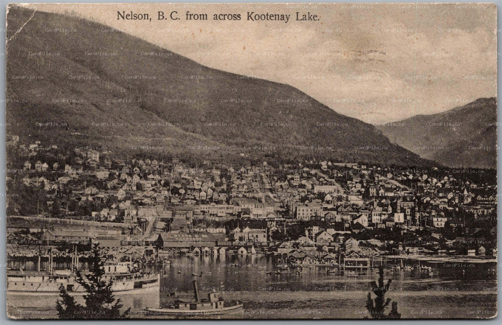 Postcard Nelson British Columbia c1909 Across Kootenay Lake Panorama Scenic View