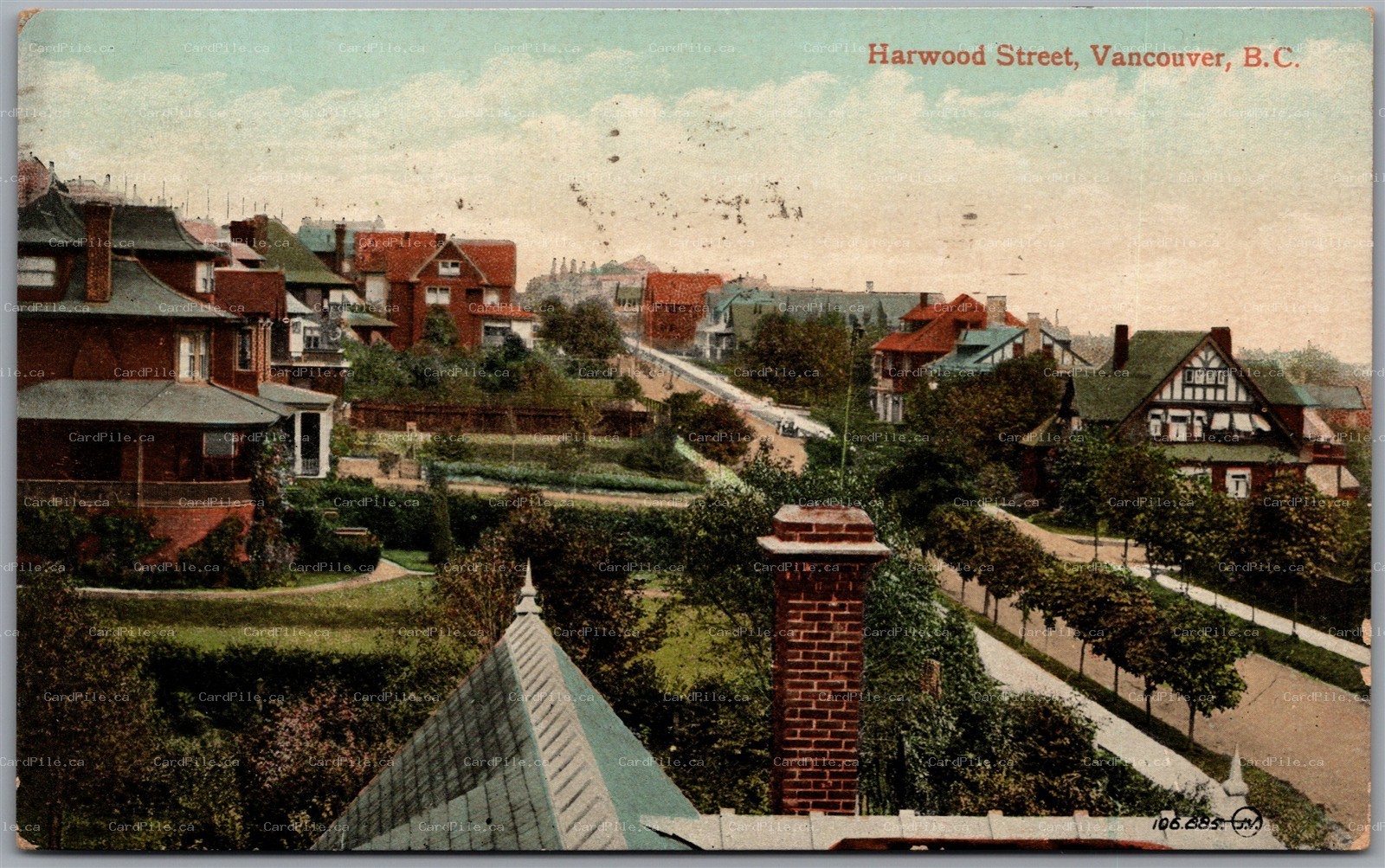 Postcard Vancouver British Columbia c1912 Harwood Street Residential