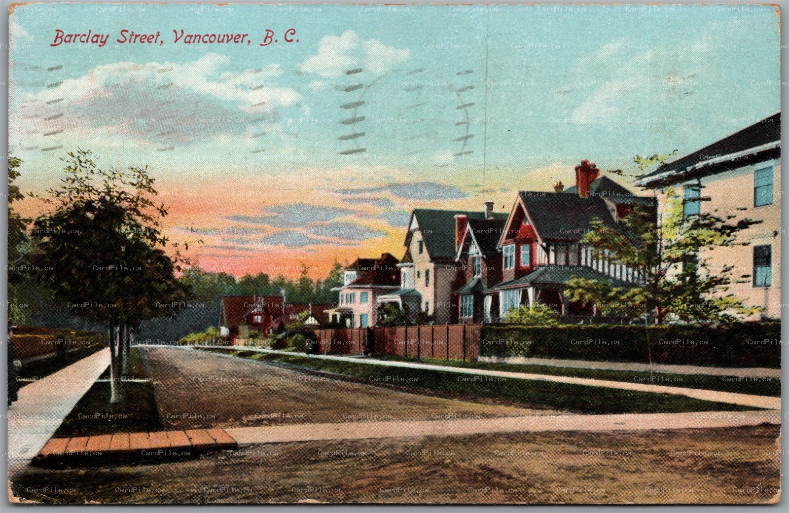 Postcard Vancouver British Columbia 1909 Barclay Street Residential Stedman Bros