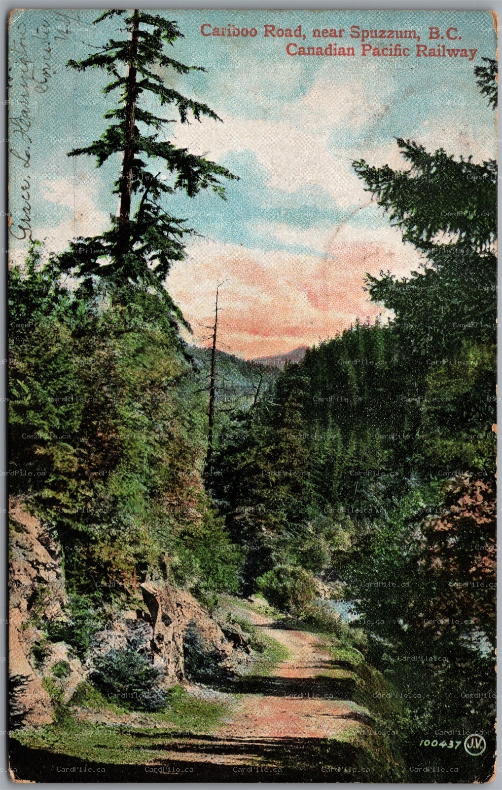 Postcard Spuzzum British Columbia c1907 Cariboo Road Worcester to Delancey NY