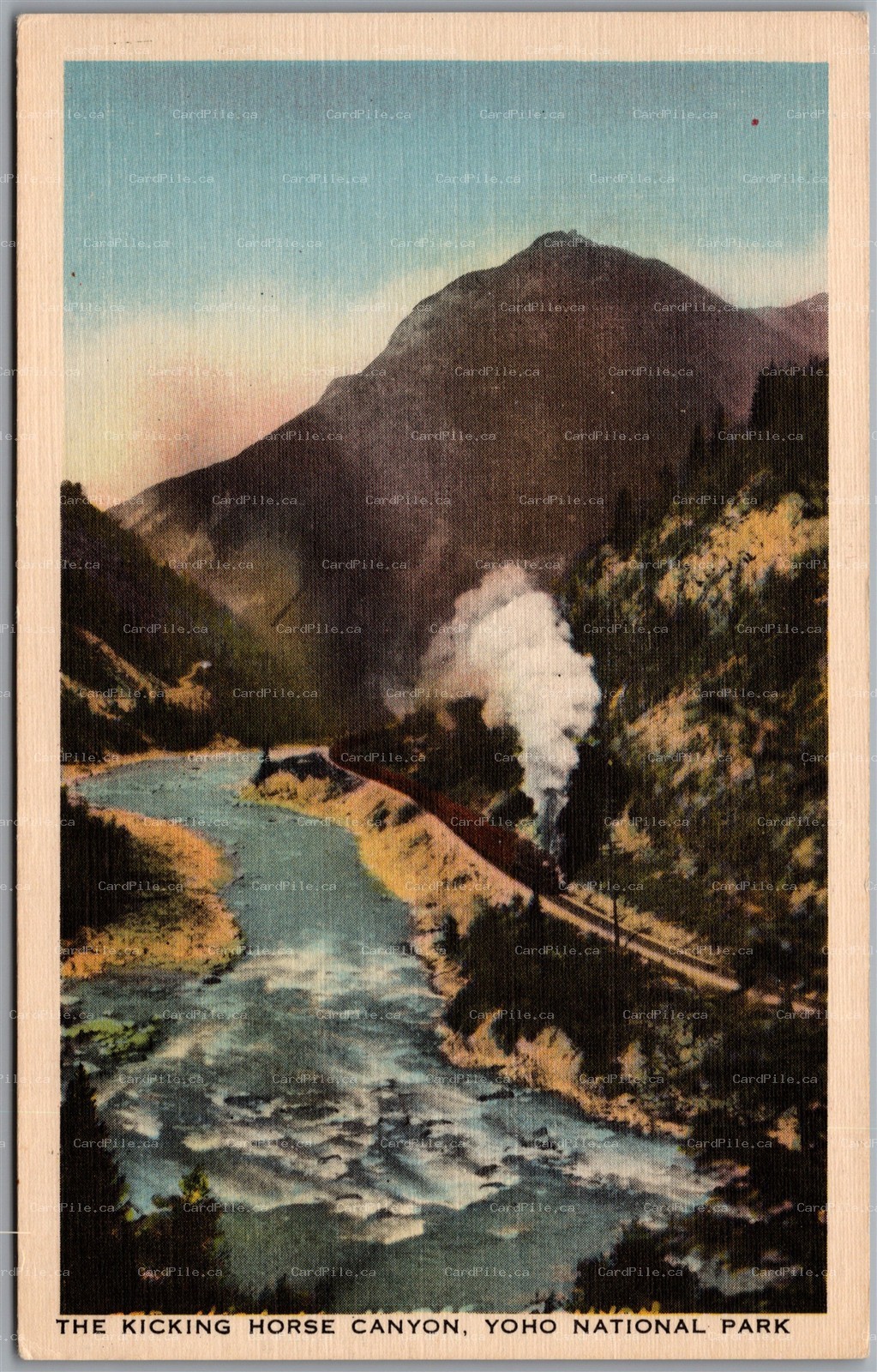 Postcard Yoho National Park British Columbia Kicking Horse Canyon Train