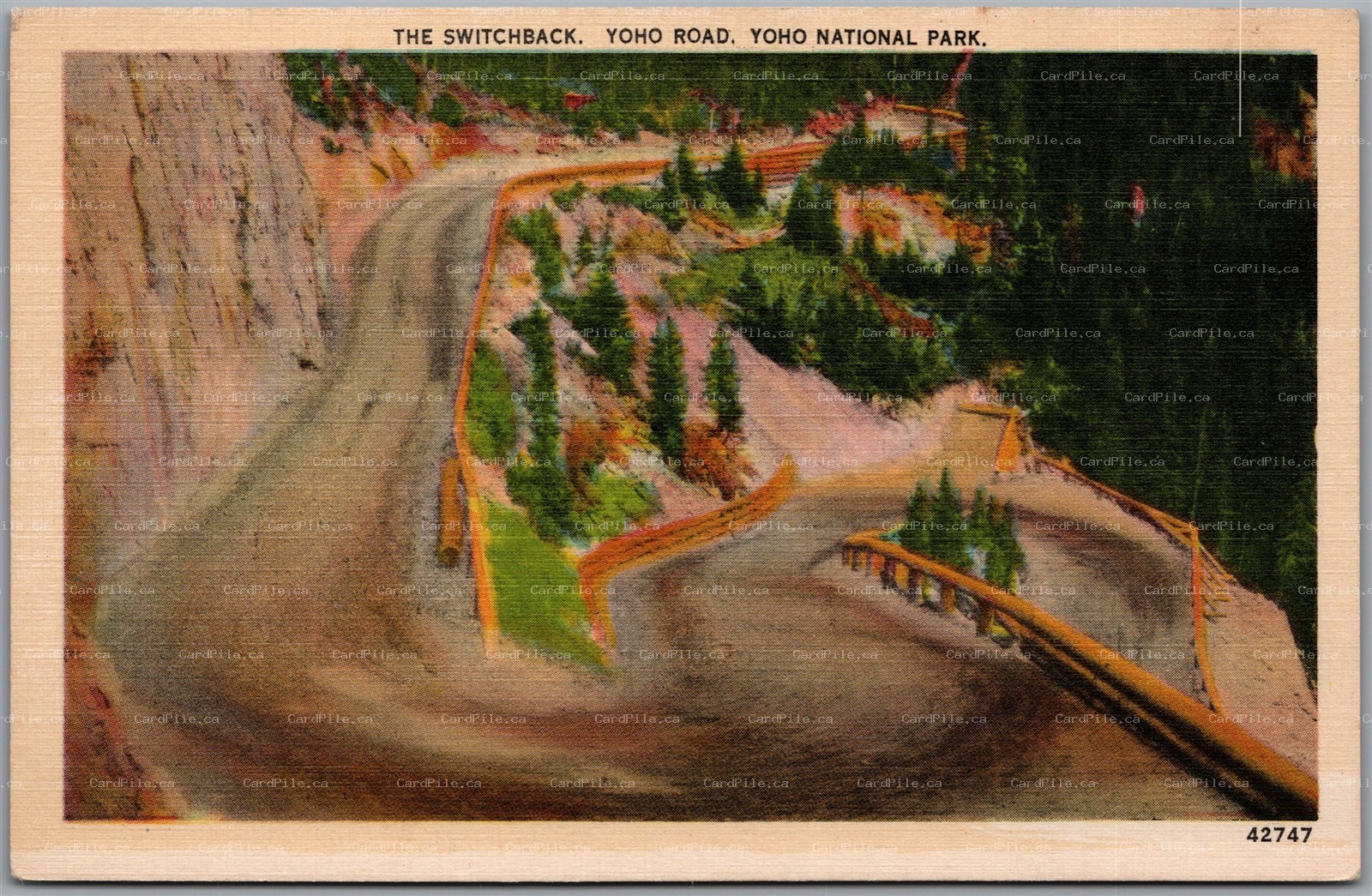 Postcard Yoho National Park British Columbia Switchback Yoho Road Byron Harmon