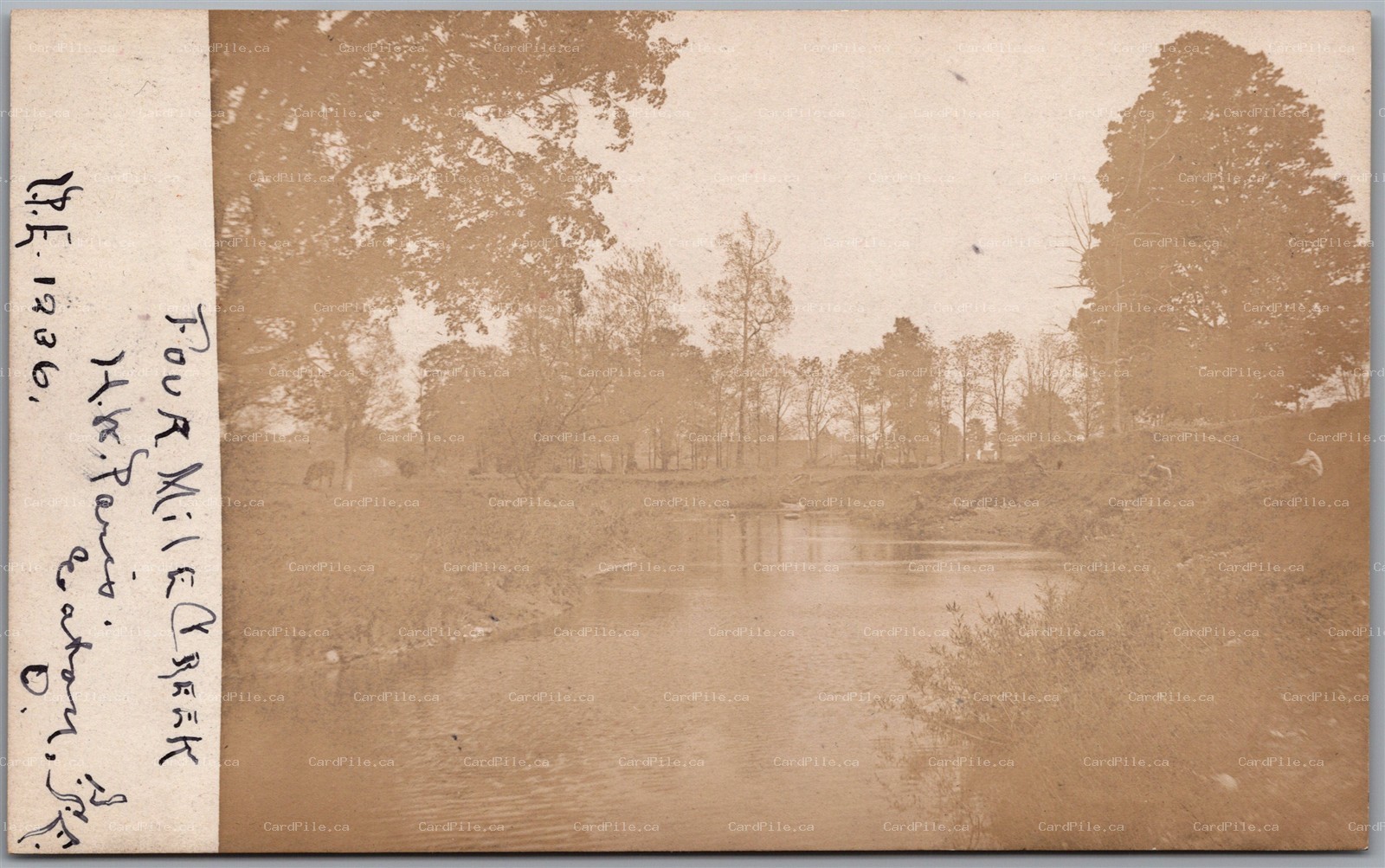 Postcard RPPC c1906 Eaton Ohio Four Mile Creek Scenic View Preble County
