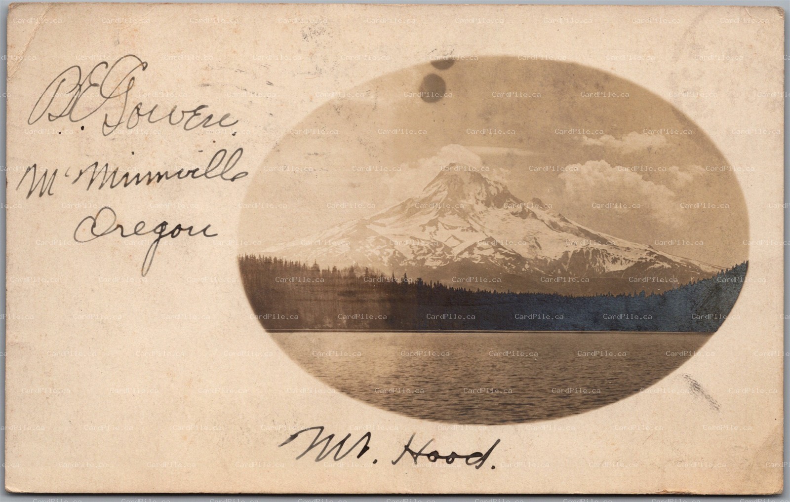 Postcard RPPC c1905 Astoria Oregon Mt. Hood Mountain Scenic View to Alpena Mich.