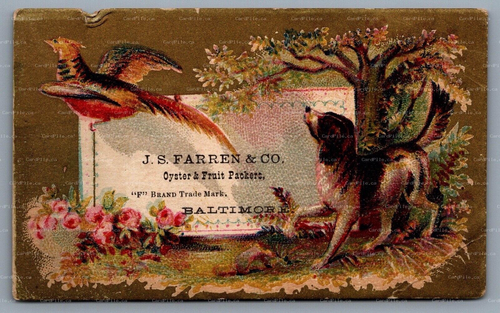 Trade Card c1880s Baltimore MD J. S. Farren & Co. Oyster Fruit Packers B