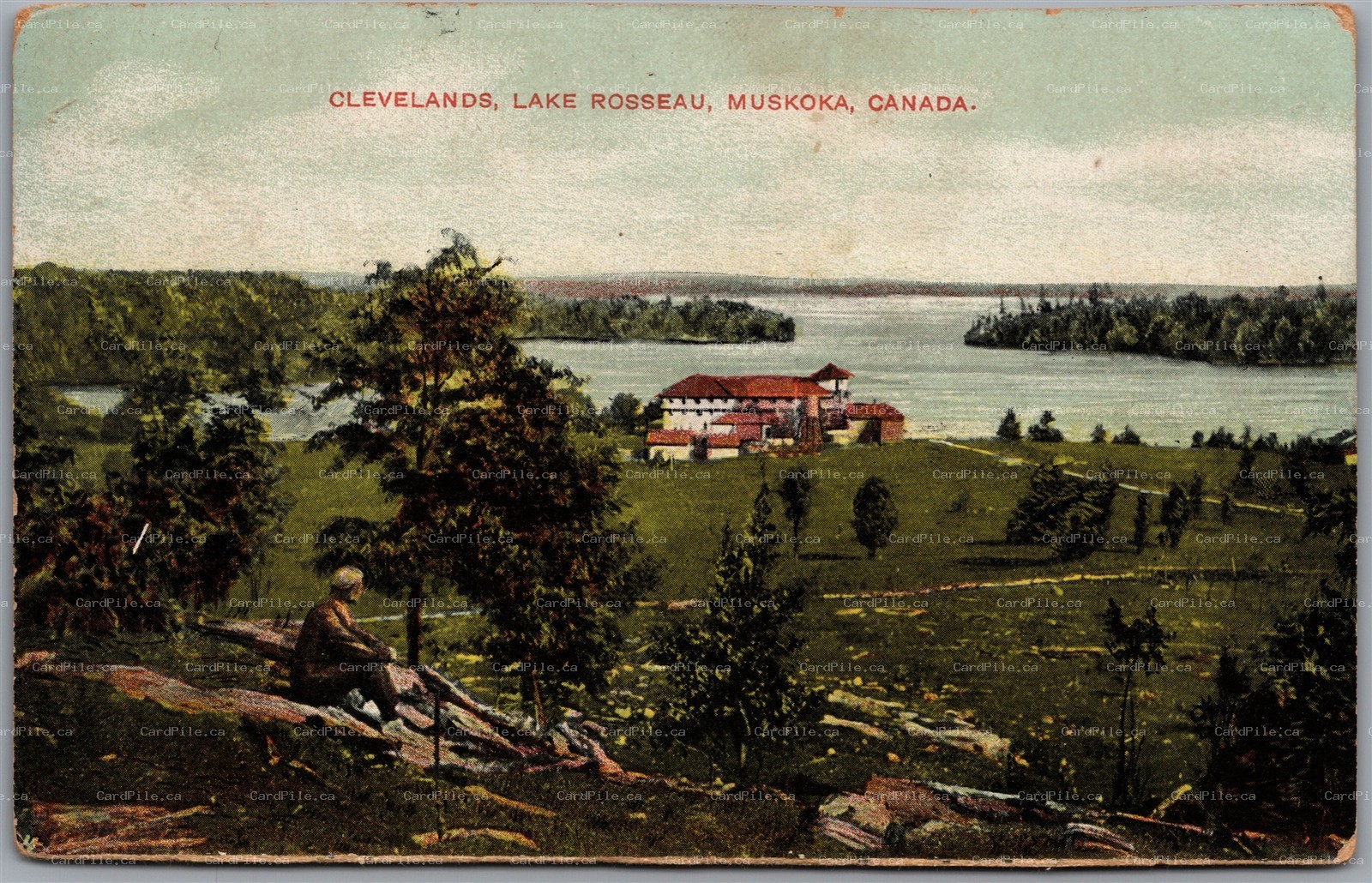 Postcard Muskoka Ontario c1914 Clevelands House Lake Rosseau to Warner ONT