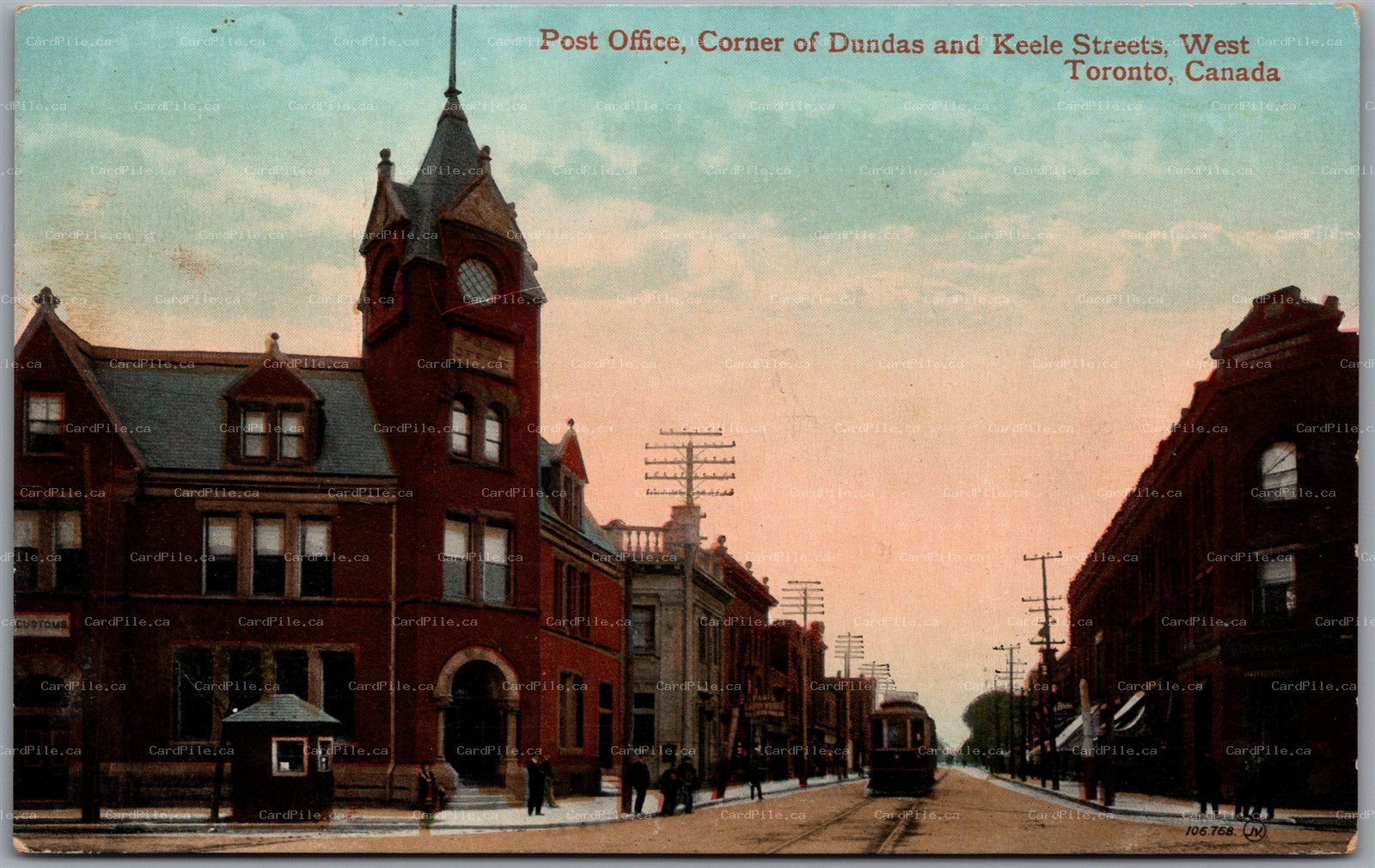 Postcard West Toronto Ontario 1913 Post Office Corner Dundas and Keele Streets