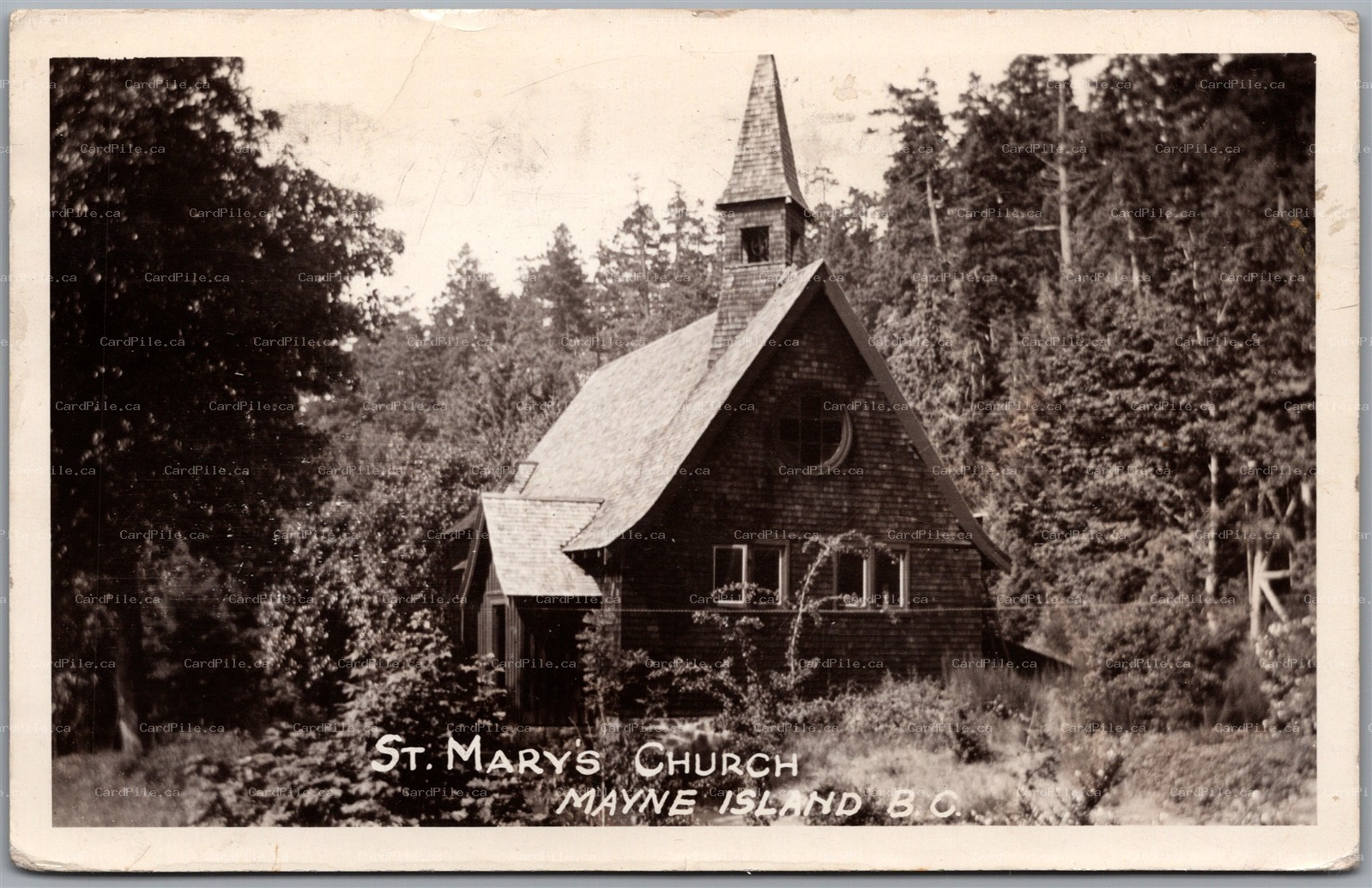RPPC c1938 Mayne Island British Columbia St. Mary's Church to Buffalo Alberta