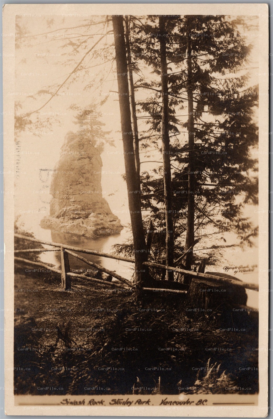 Postcard RPPC Vancouver British Columbia Siwash Rock Stanley Park F. Gowen Co.