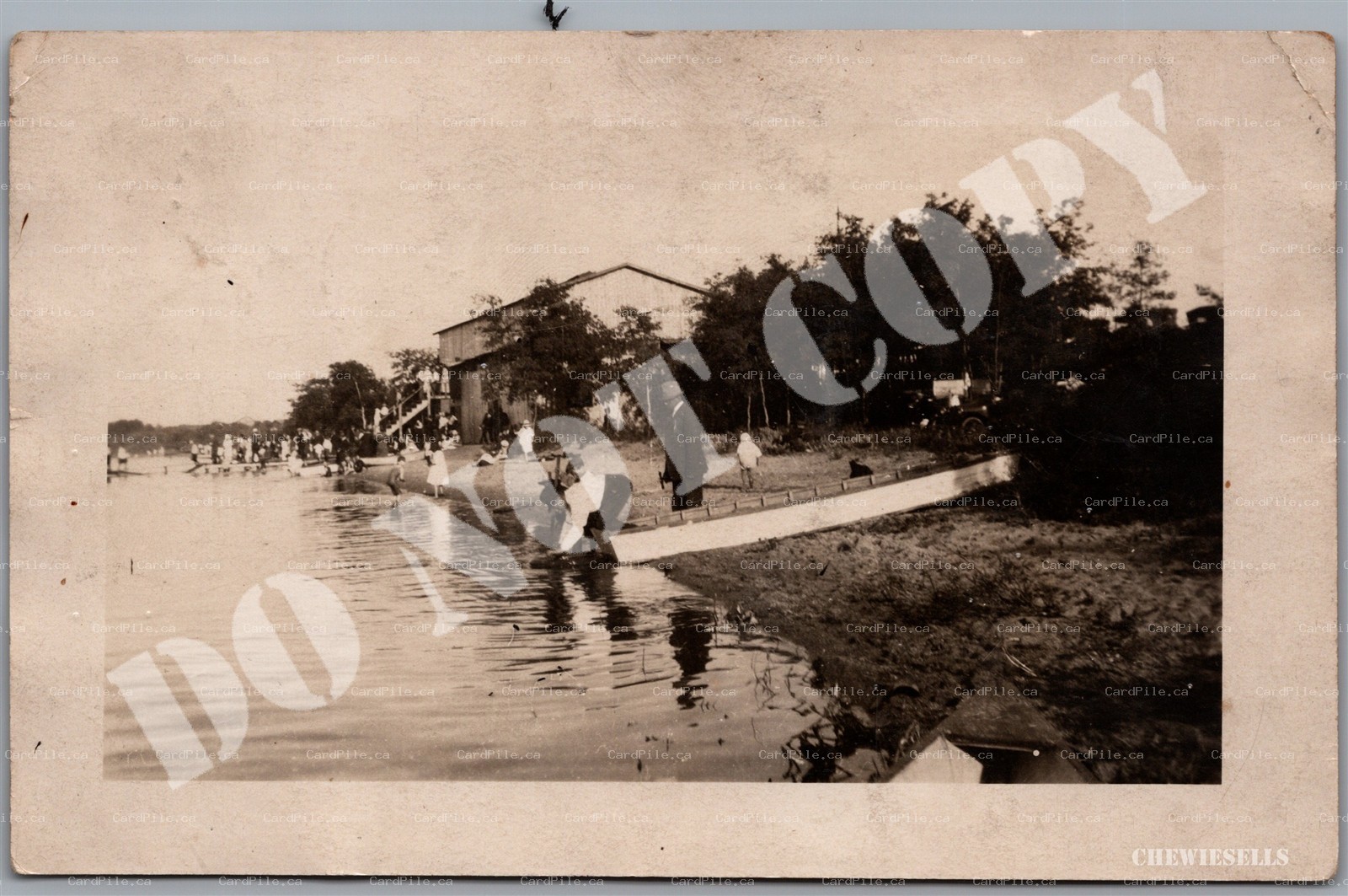 Postcard RPPC c1922 Meota Saskatchewan Jackfish Lake Lakeside Beach Scene Boats
