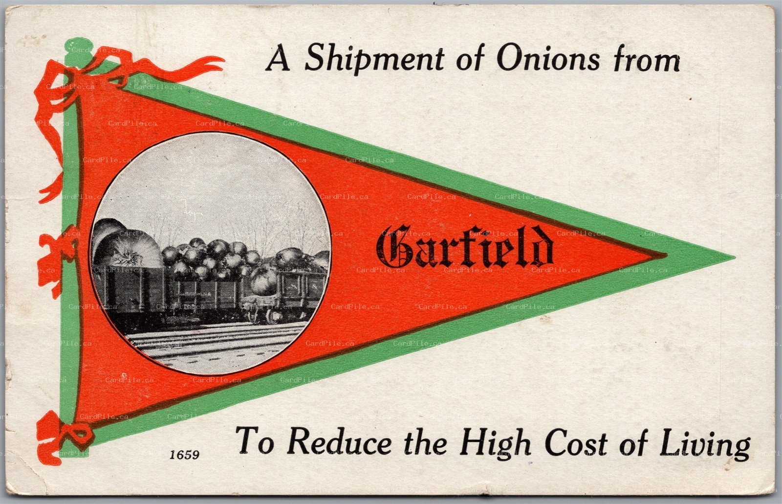 Postcard Garfield Washington c1913 Shipment of Onions Pennant Novelty