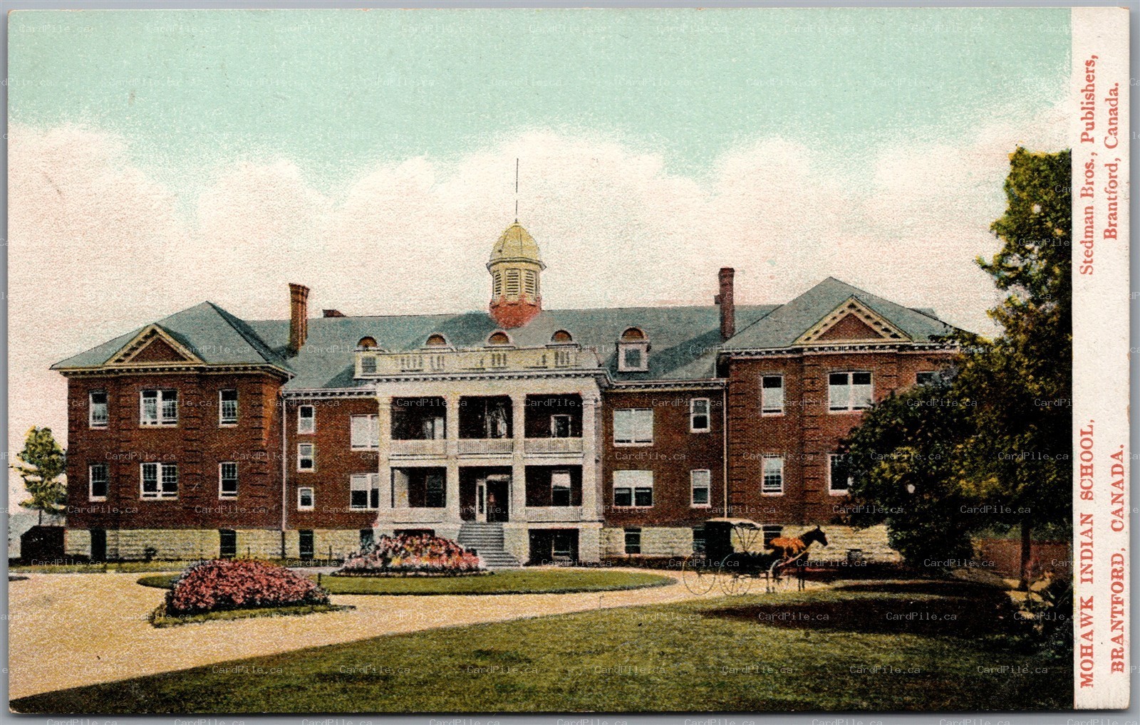 Postcard Brantford Ontario Mohawk Indian School Building by Stedman Bros.