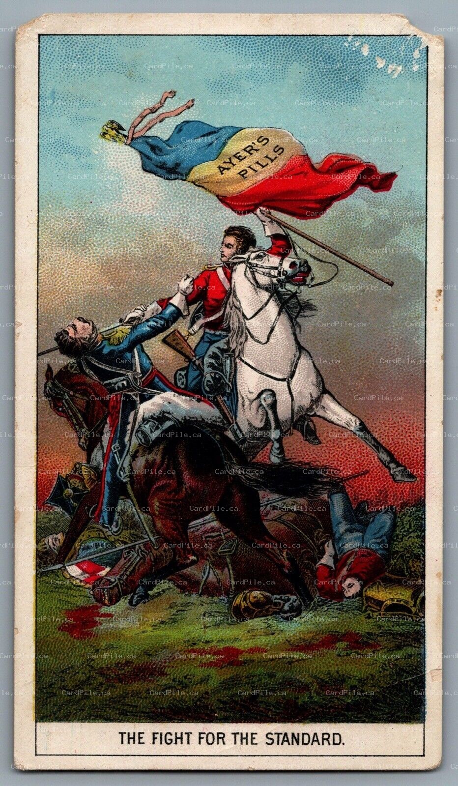 Trade Card c1880s Advertisement Ayers Pills The Fight For The Standard