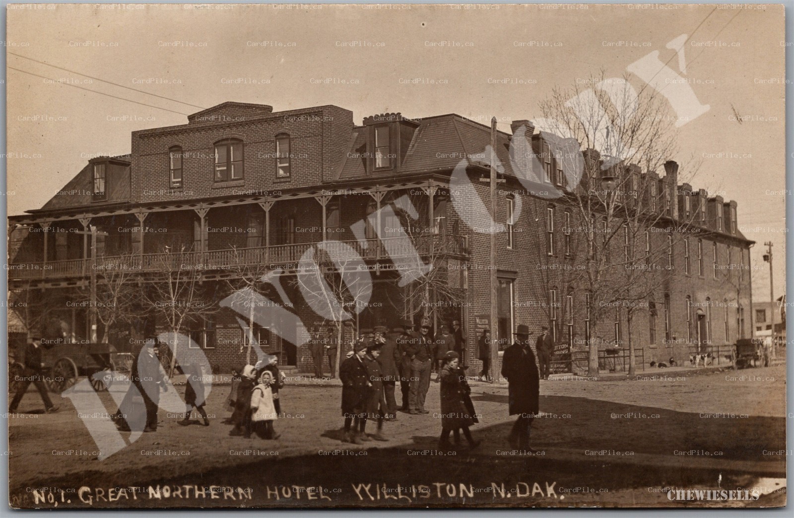 Postcard RPPC c1910s Williston North Dakota Great Northern Hotel Williams County