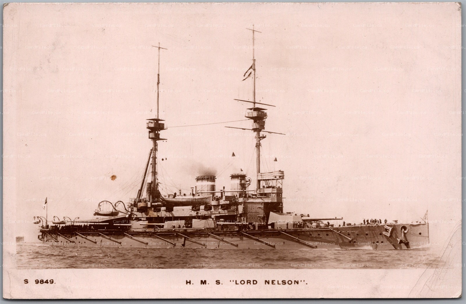 Postcard RPPC HMS Lord Nelson Royal Navy Battleship WWI