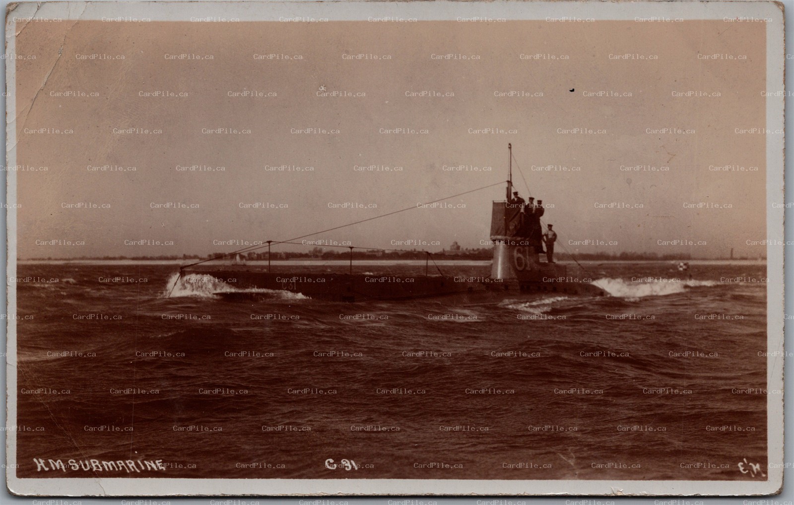 Postcard RPPC HMS Submarine C31 C-Class Royal Navy Sunk by Mines Belgian Coast