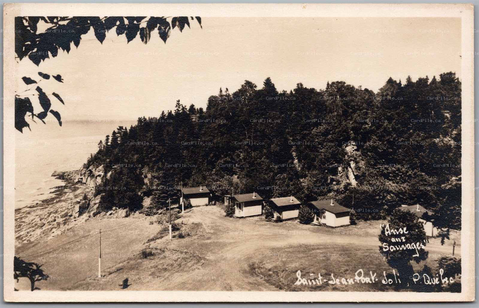 Postcard RPPC Saint-Jean-Port-Joli Quebec Anse aux Sauvages Cabins B
